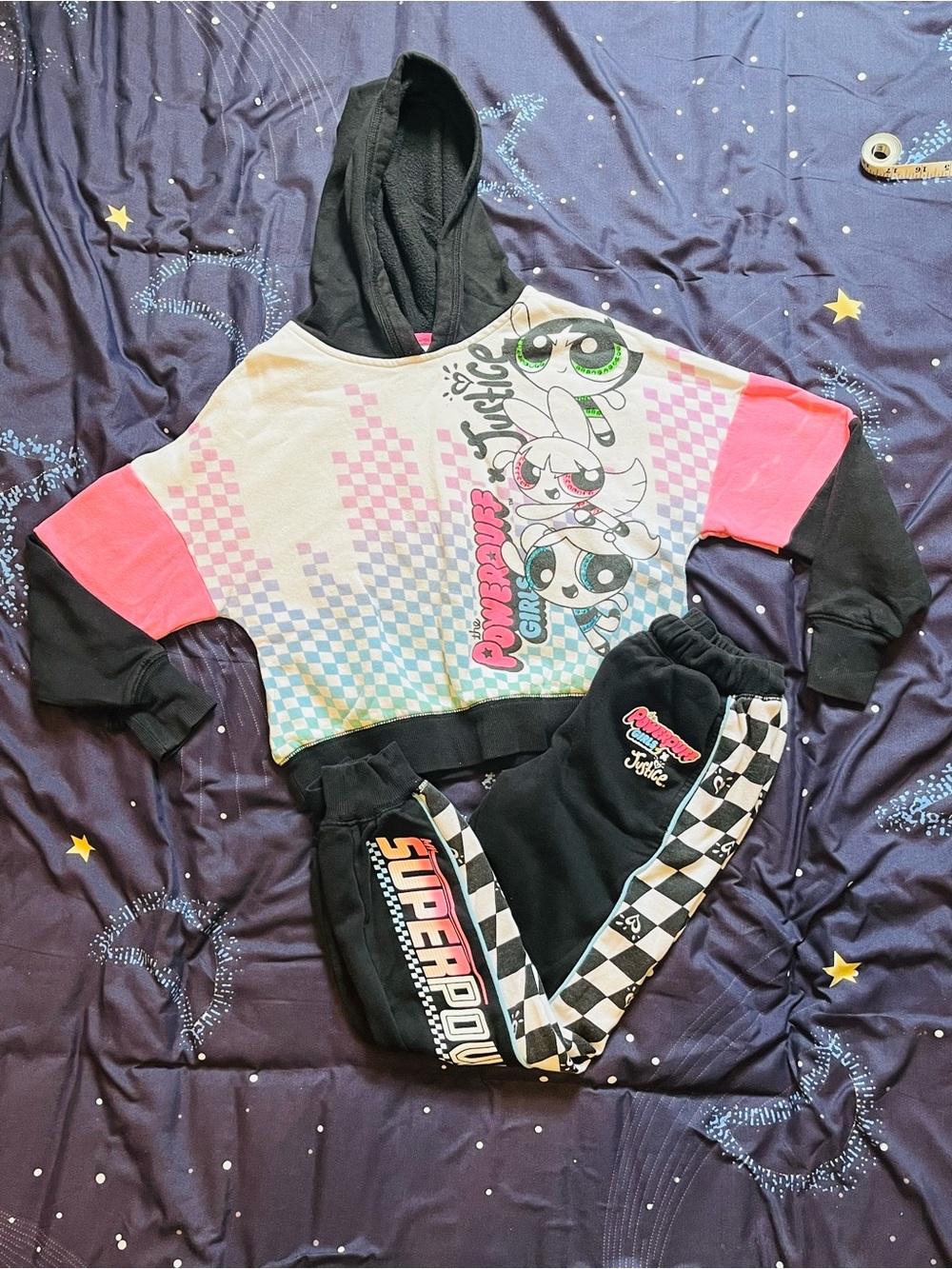 Girls M(7/8) Powerpuff Girls Colorblock Hoodie & Joggers Set